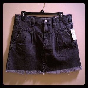 Free people sanded black denim mini skirt